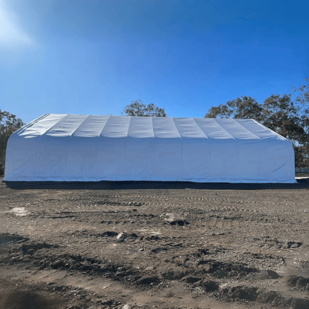 W50'xL100'xH23' Double Truss Storage Shelter